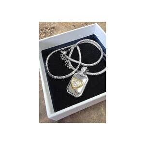 Memorial Keepsake Necklace Heart Design Silver Tone Rope Chain Sympathy Gift